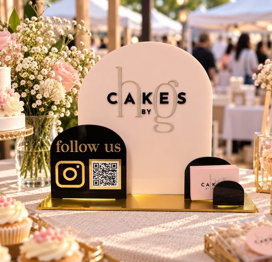 Social Media QR Code Sign with Business Card Holder