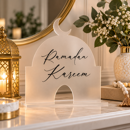 Frosted Acrylic Mosque Sign | Islamic Home Decor & Muslim Gift