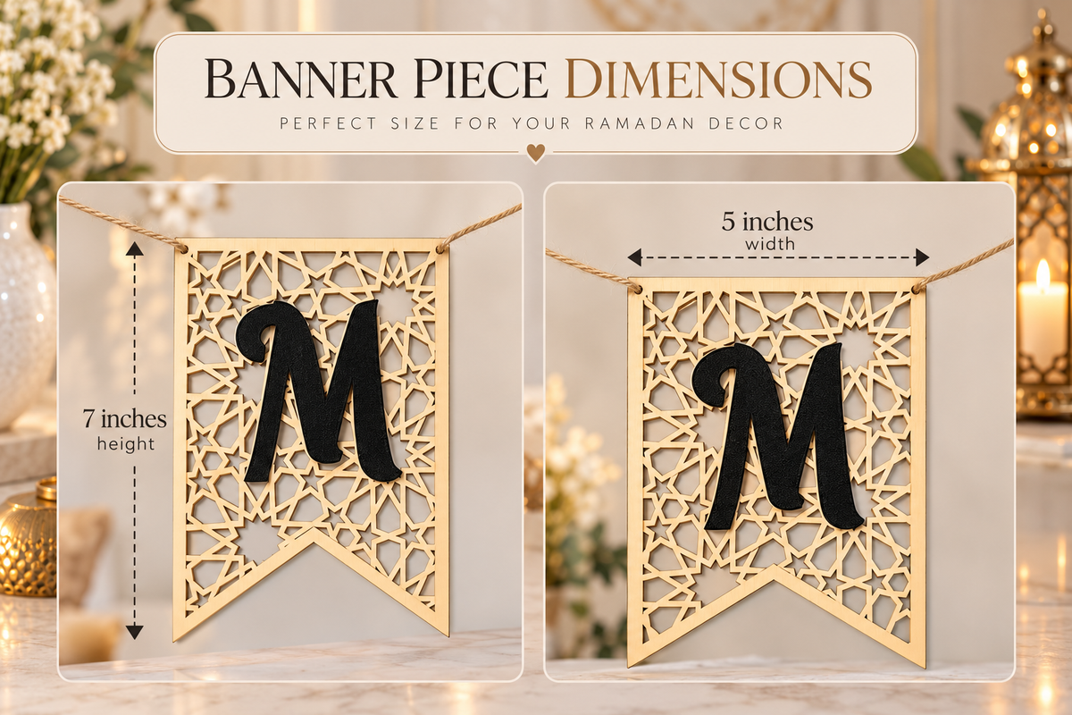 Ramadan Mubarak Wooden Banner | Rustic Ramadan Garland Decor