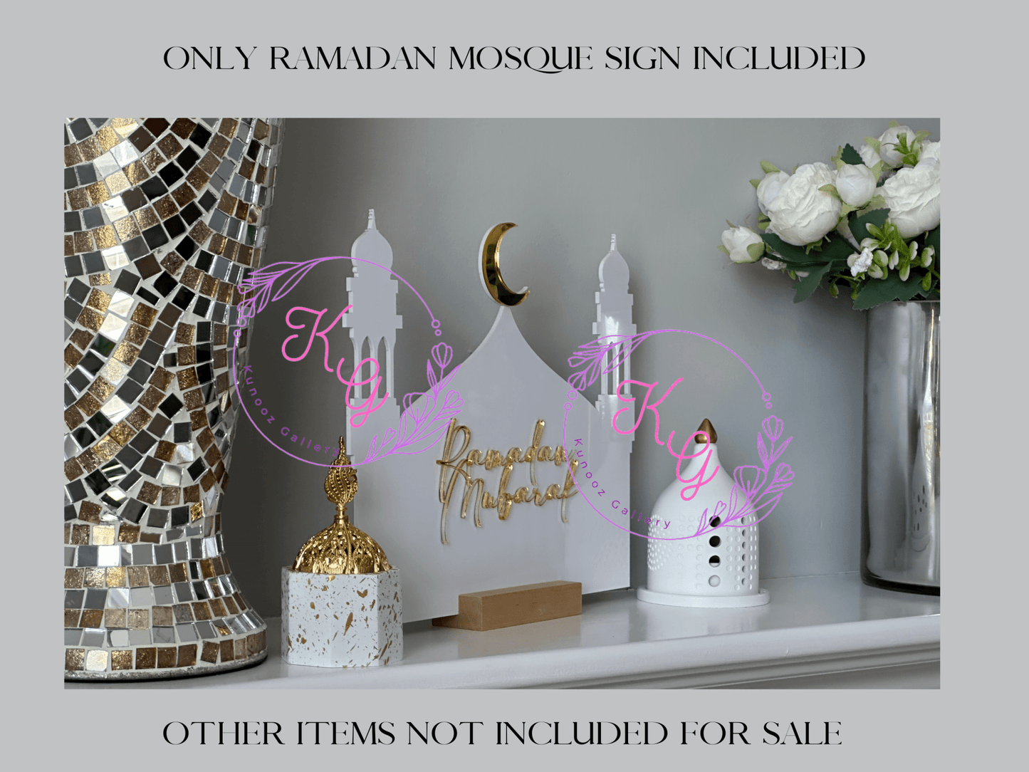 Ramadan or Eid Mubarak Acrylic Masjid Sign - Kunooz Gallery -