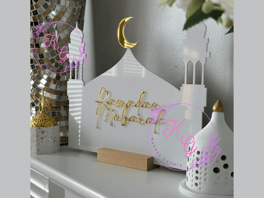 Ramadan or Eid Mubarak Acrylic Masjid Sign - Kunooz Gallery -