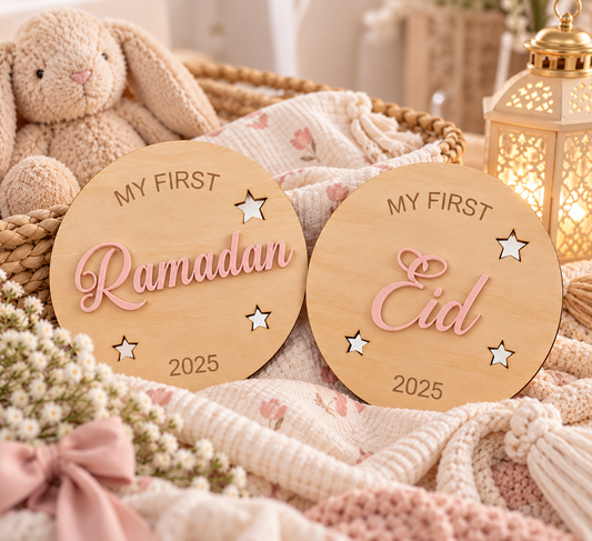 Baby's First Ramadan & Eid Wooden Milestone Signs | Photo Props
