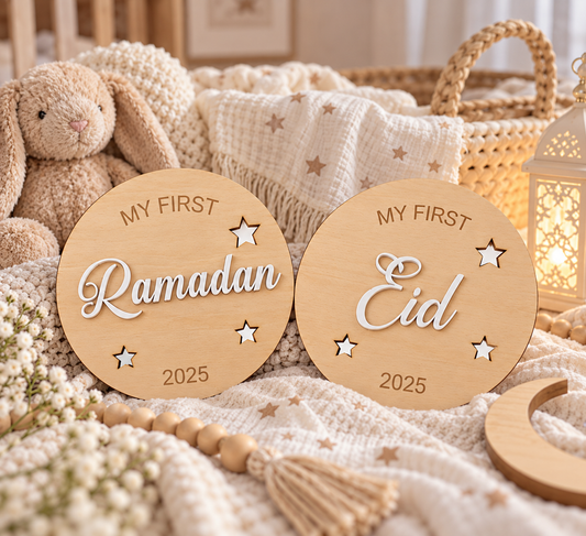 Baby's First Ramadan & Eid Wooden Milestone Signs | Photo Props