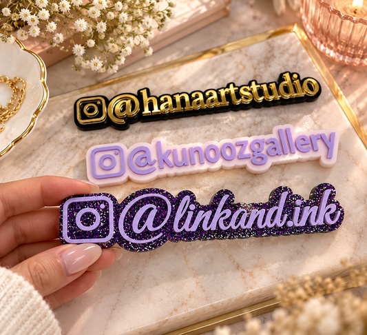 Custom Social Media Handle Signs | Personalized Acrylic Business Watermark Tags