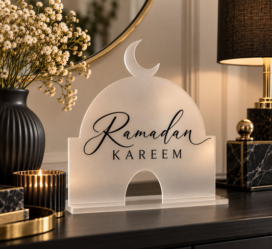 Frosted Acrylic Mosque Sign | Islamic Home Decor & Muslim Gift
