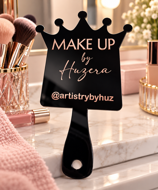 Personalized Handheld Makeup Mirror | Custom Acrylic Beauty Salon & Makeup Artist Mirror