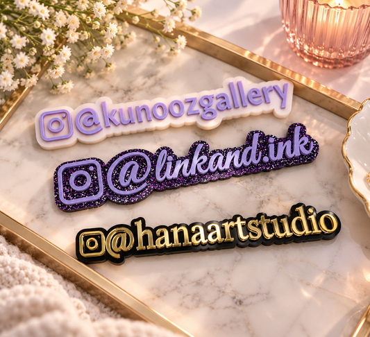 Custom Social Media Handle Signs | Personalized Acrylic Business Watermark Tags
