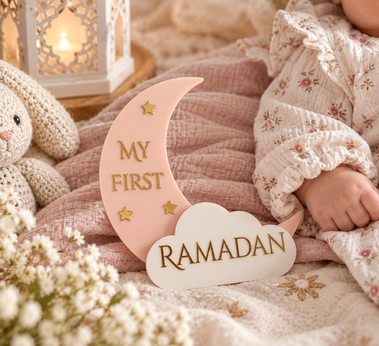 Baby's First Ramadan & Eid Sign | Magnetic Crescent Moon Milestone Keepsake
