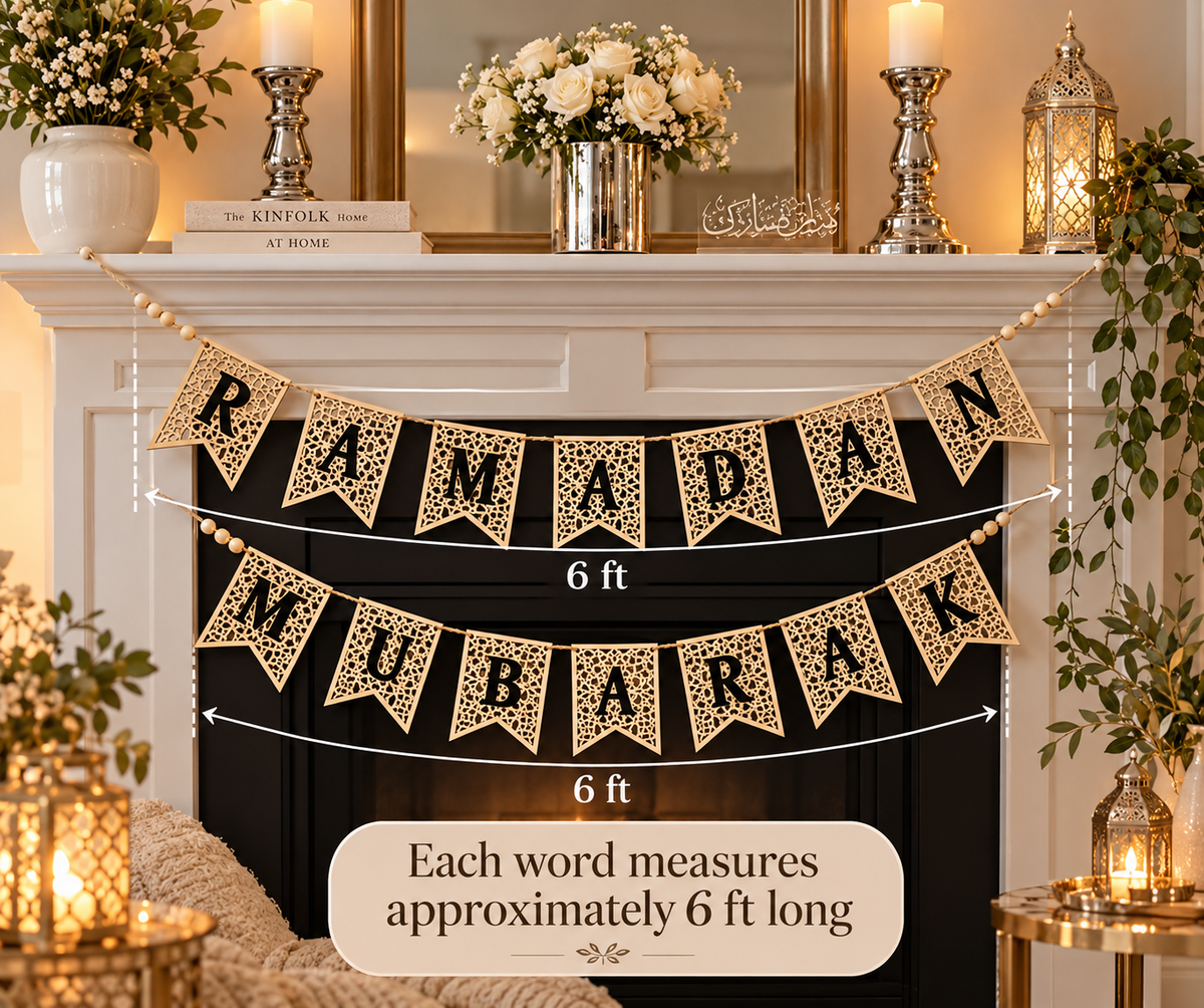 Ramadan Mubarak Wooden Banner | Rustic Ramadan Garland Decor