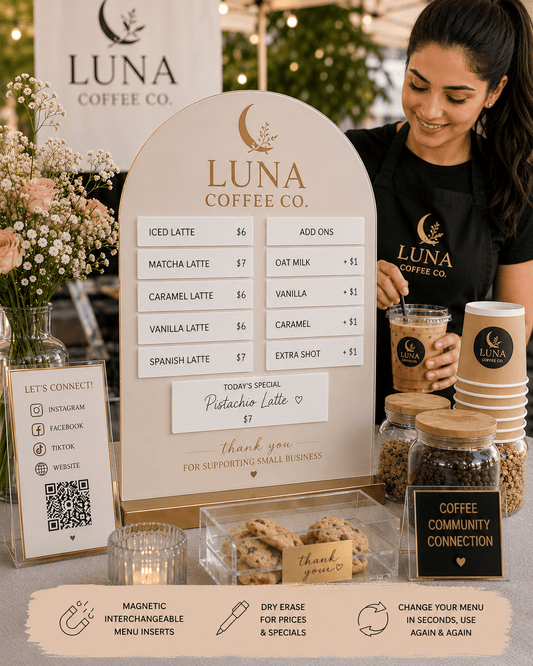 Custom Acrylic Vendor Menu Sign | Magnetic Interchangeable Price Board - Kunooz Gallery -