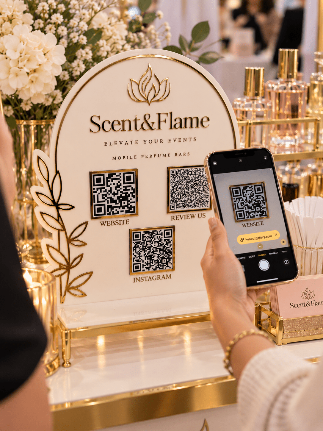Custom Business QR Code Sign | Personalized Acrylic Social Media, Payment & Review Sign for Vendors - Kunooz Gallery -