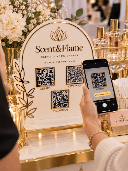 Custom Business QR Code Sign | Personalized Acrylic Social Media, Payment & Review Sign for Vendors - Kunooz Gallery -