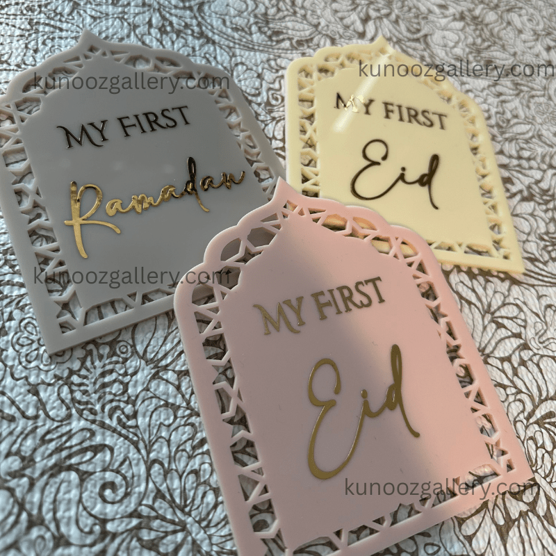 Double Sided My First Ramadan My First Eid Baby Milestone Keepsake - Kunooz Gallery - 