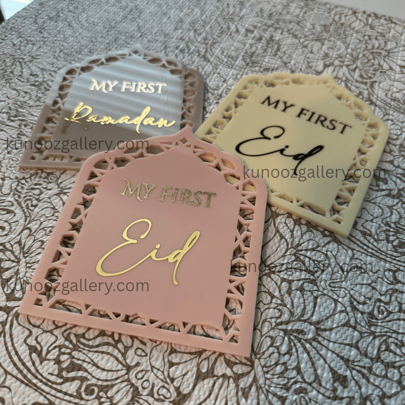 Double Sided My First Ramadan My First Eid Baby Milestone Keepsake - Kunooz Gallery - 