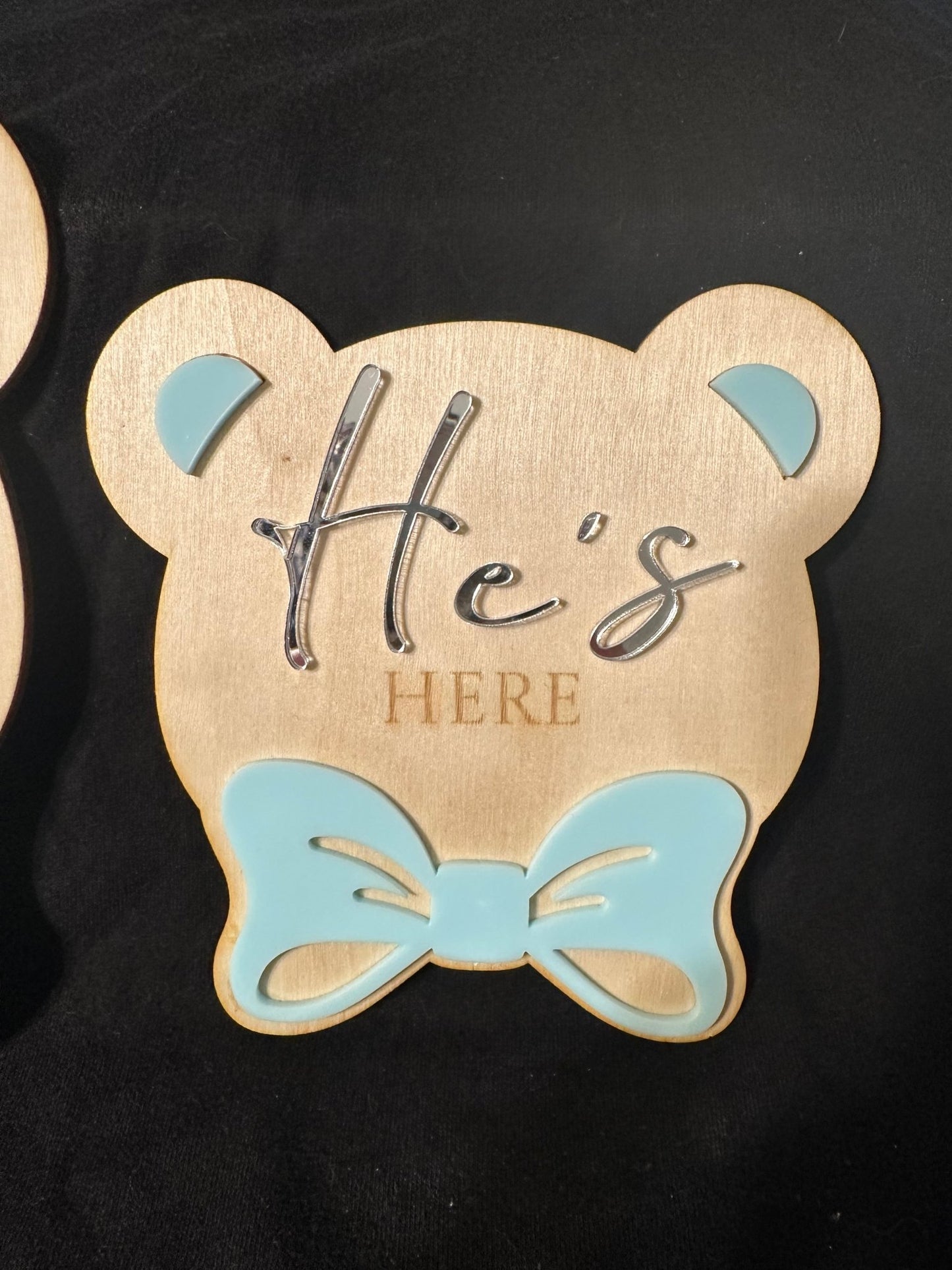 He's Here Baby Boy Announcement Sign + Baby Birth Stat Sign - Kunooz Gallery -