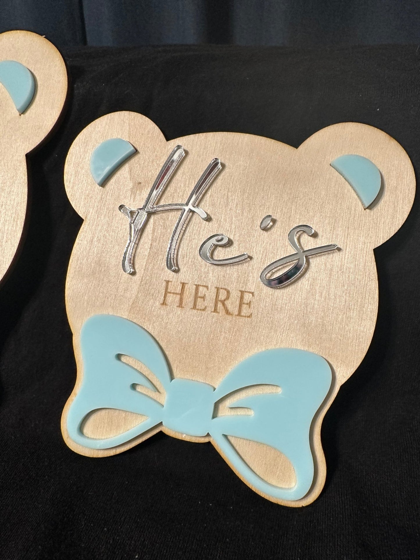 He's Here Baby Boy Announcement Sign + Baby Birth Stat Sign - Kunooz Gallery -