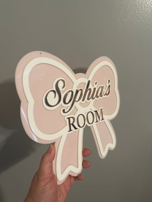 Personalized Bow Name Room Sign | Custom Acrylic Kids Door Sign - Kunooz Gallery -