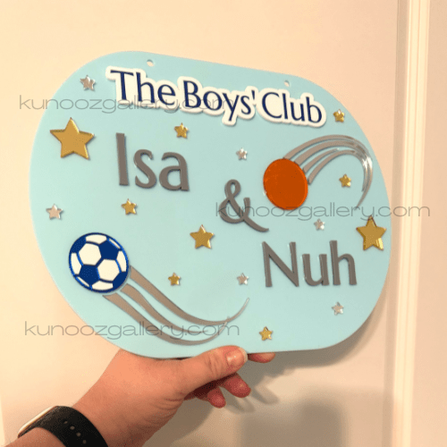 Personalized Boy's Name Sports Theme Room Sign | Custom Acrylic Kids Door Sign - Kunooz Gallery -