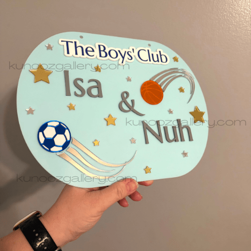 Personalized Boy's Name Sports Theme Room Sign | Custom Acrylic Kids Door Sign - Kunooz Gallery -