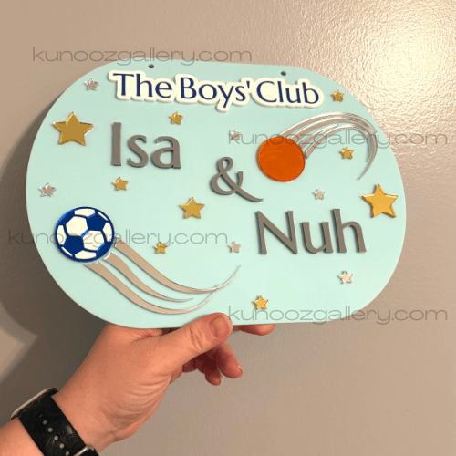 Personalized Boy's Name Sports Theme Room Sign | Custom Acrylic Kids Door Sign - Kunooz Gallery -