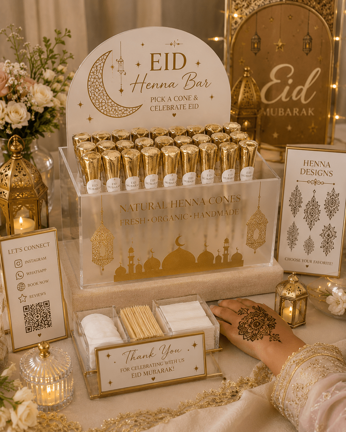 Personalized Henna Cone Holder Display Organizer for Henna Artists - Kunooz Gallery -