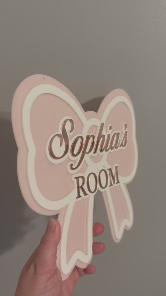 Personalized Bow Name Room Sign | Custom Acrylic Kids Door Sign