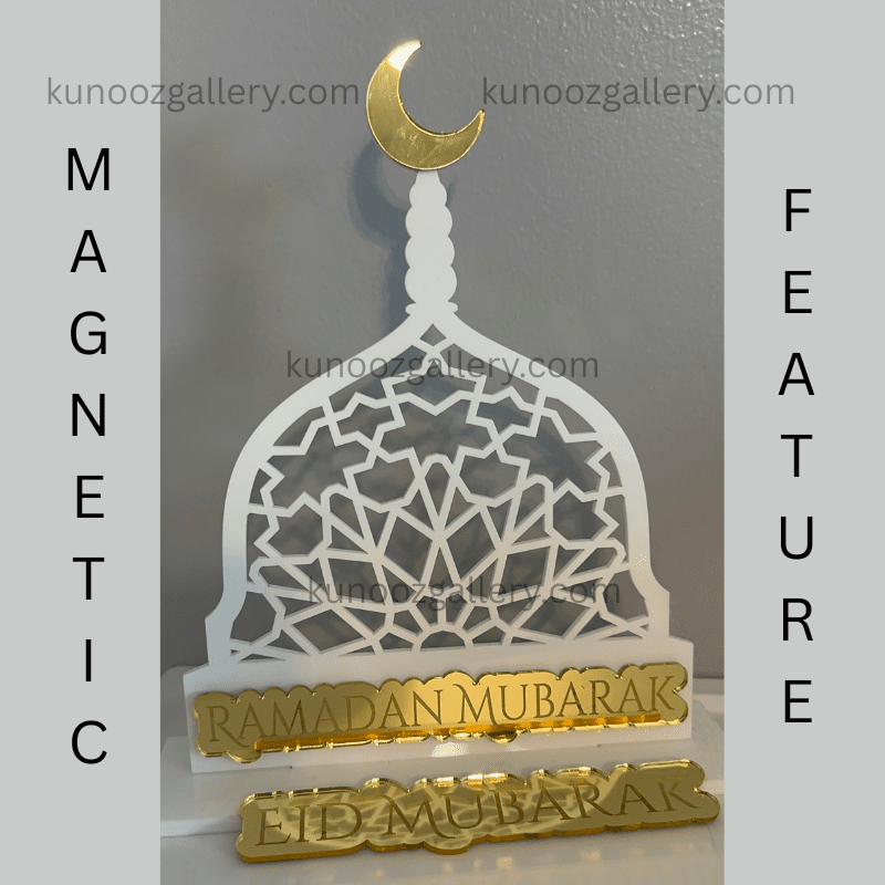 Ramadan Mubarak and Eid Mubarak Magnetic Masjid Shape Sign - Kunooz Gallery - 