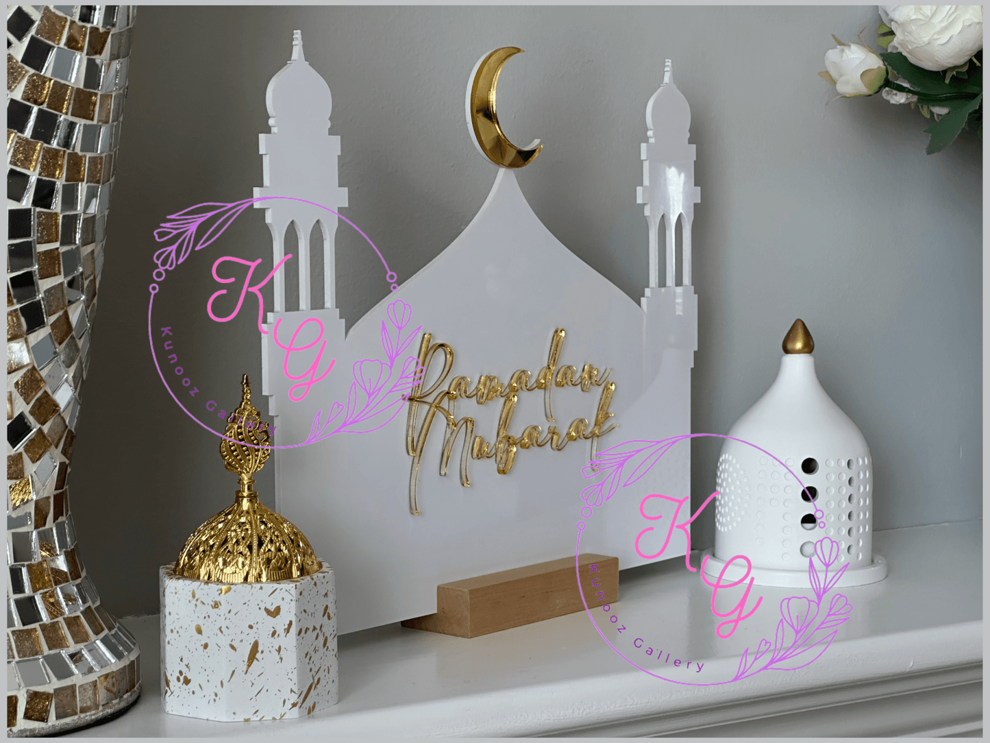 Ramadan or Eid Mubarak Acrylic Masjid Sign - Kunooz Gallery - 