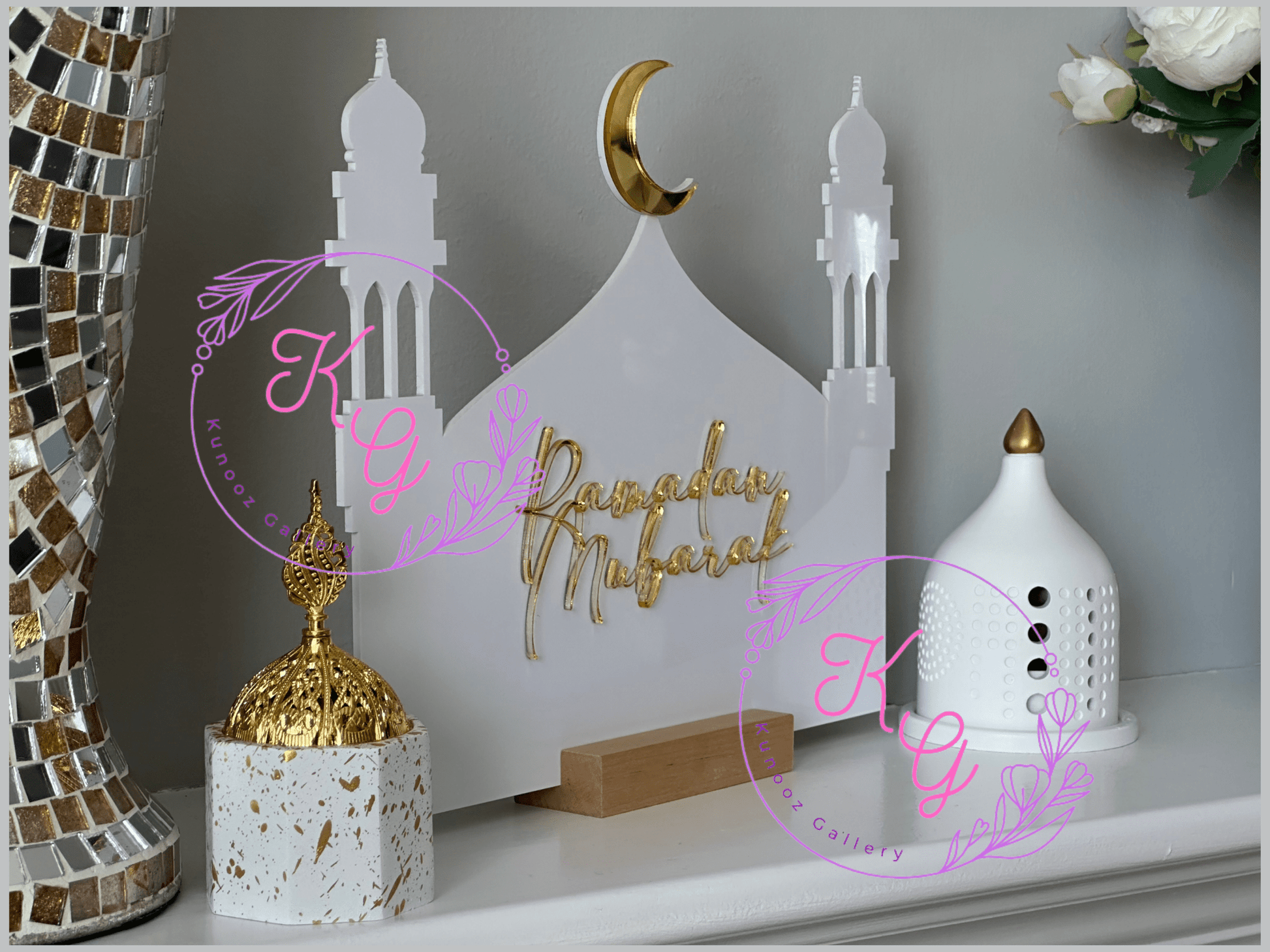 Ramadan or Eid Mubarak Acrylic Masjid Sign - Kunooz Gallery - 