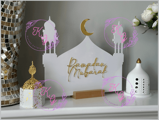 Ramadan or Eid Mubarak Acrylic Masjid Sign - Kunooz Gallery - 