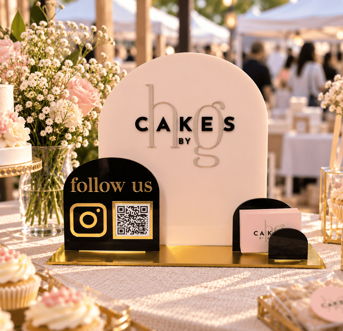 Social Media QR Code Sign with Business Card Holder - Kunooz Gallery -