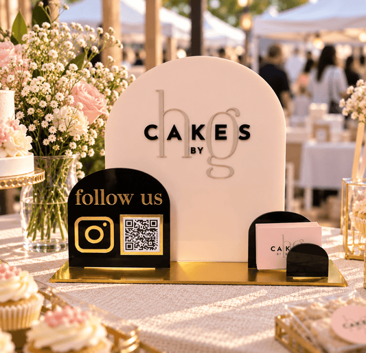Social Media QR Code Sign with Business Card Holder - Kunooz Gallery -