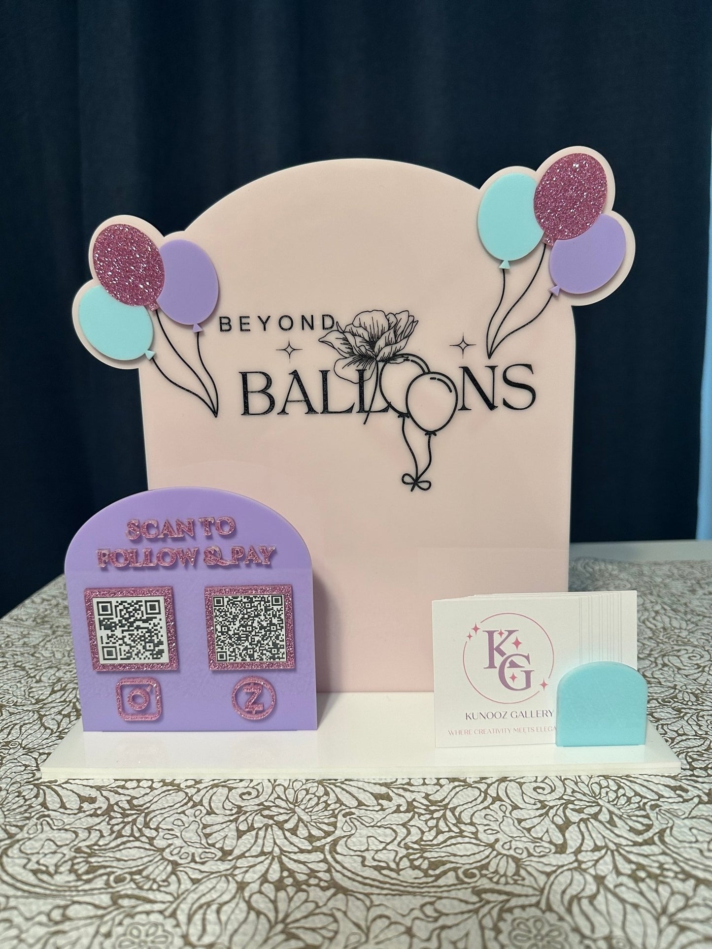 Social Media QR Code Sign with Business Card Holder - Kunooz Gallery -