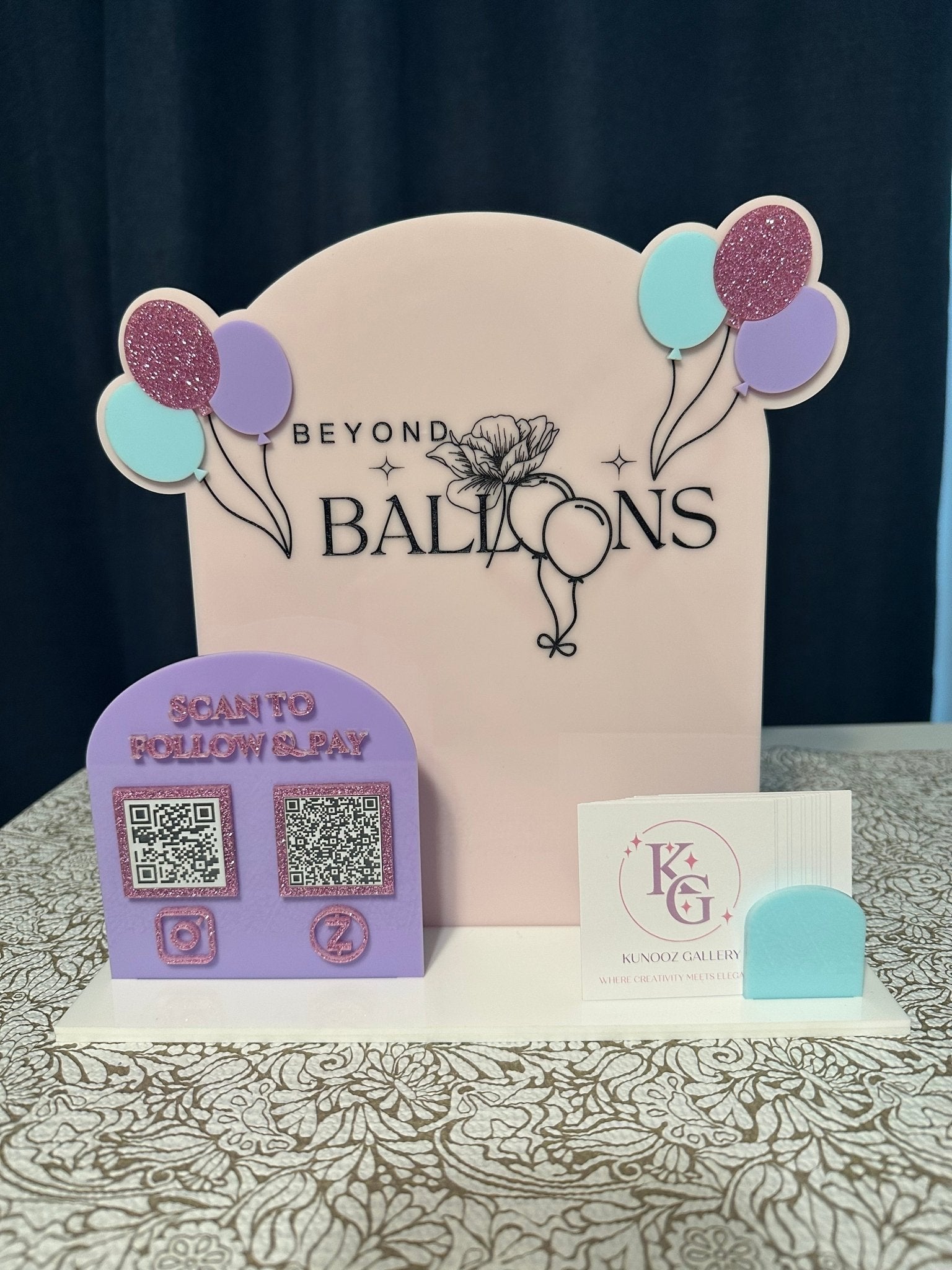 Social Media QR Code Sign with Business Card Holder - Kunooz Gallery -