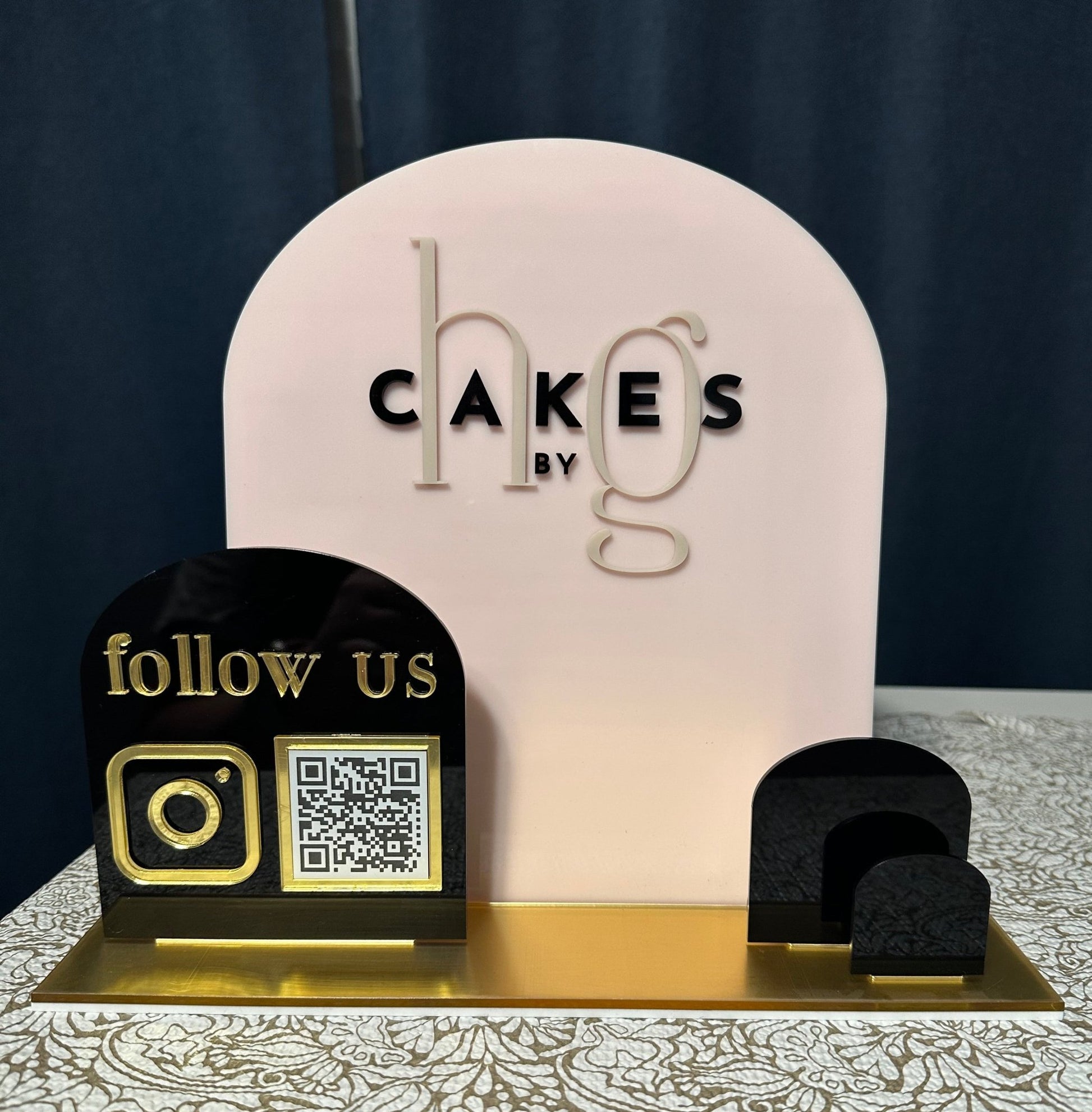 Social Media QR Code Sign with Business Card Holder - Kunooz Gallery -
