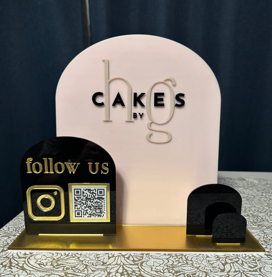 Social Media QR Code Sign with Business Card Holder - Kunooz Gallery -