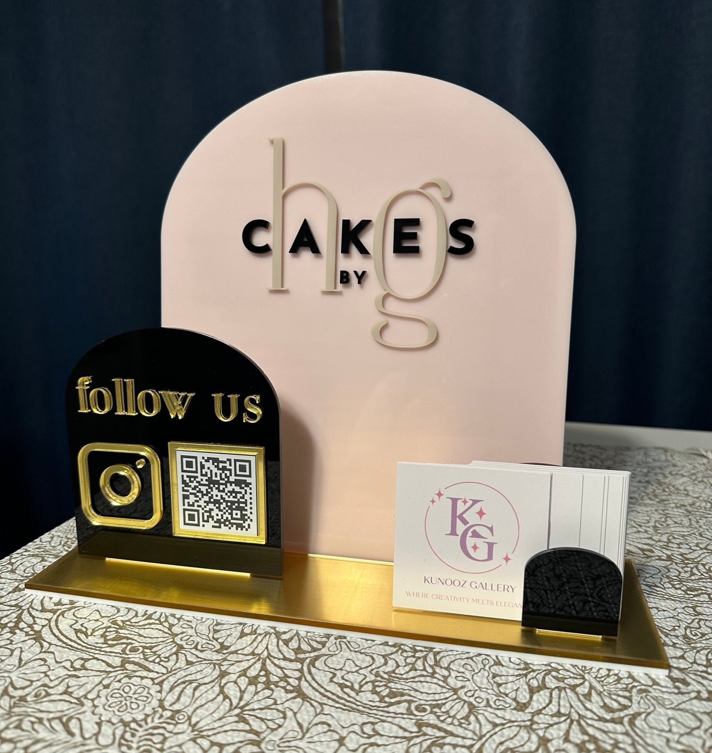 Social Media QR Code Sign with Business Card Holder - Kunooz Gallery -