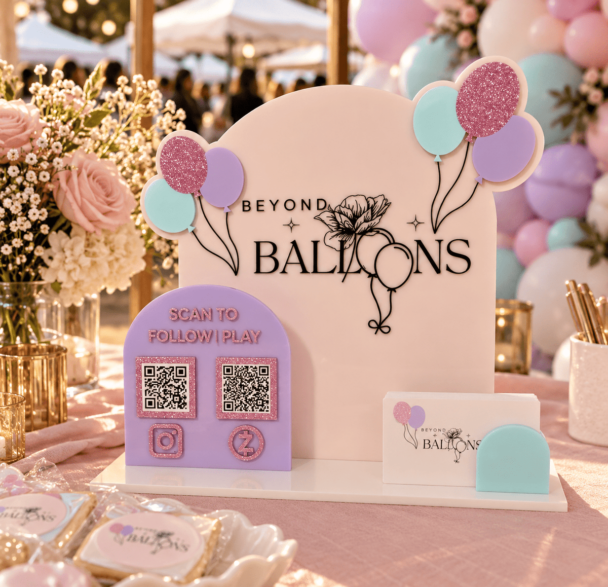 Social Media QR Code Sign with Business Card Holder - Kunooz Gallery -