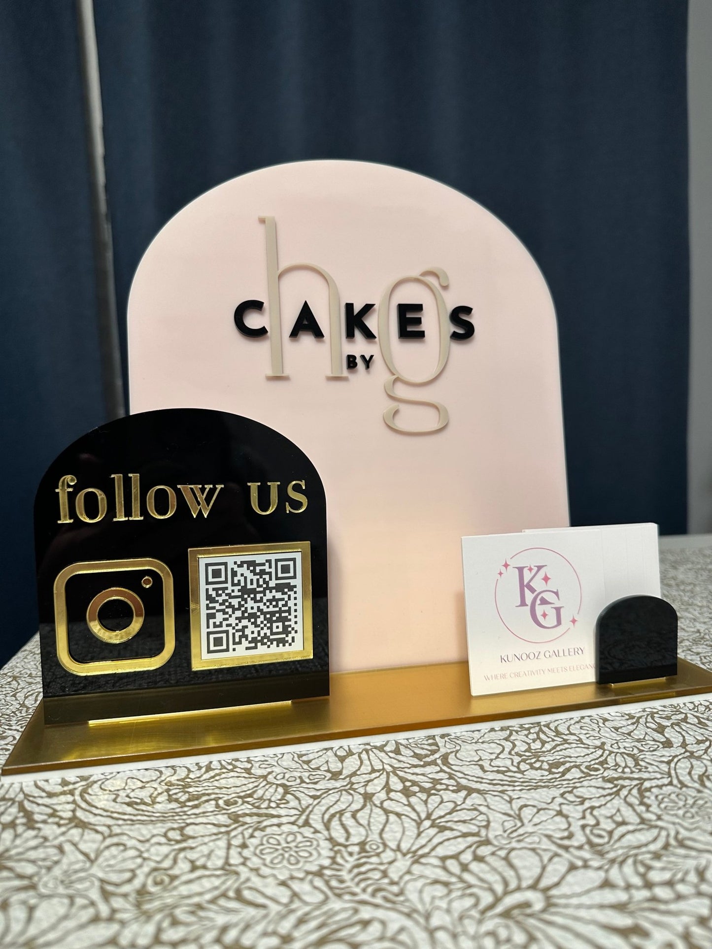 Social Media QR Code Sign with Business Card Holder - Kunooz Gallery -