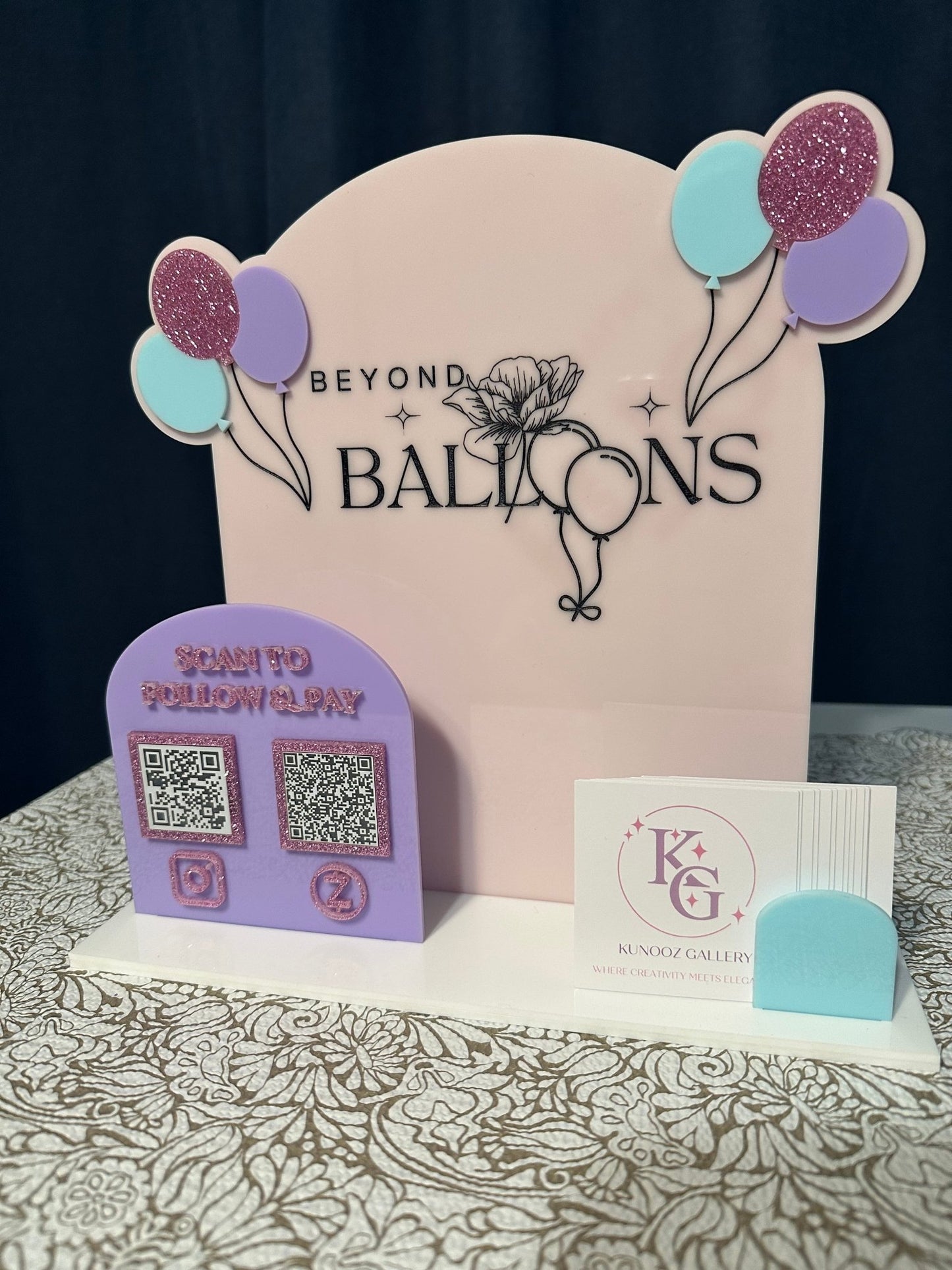 Social Media QR Code Sign with Business Card Holder - Kunooz Gallery -
