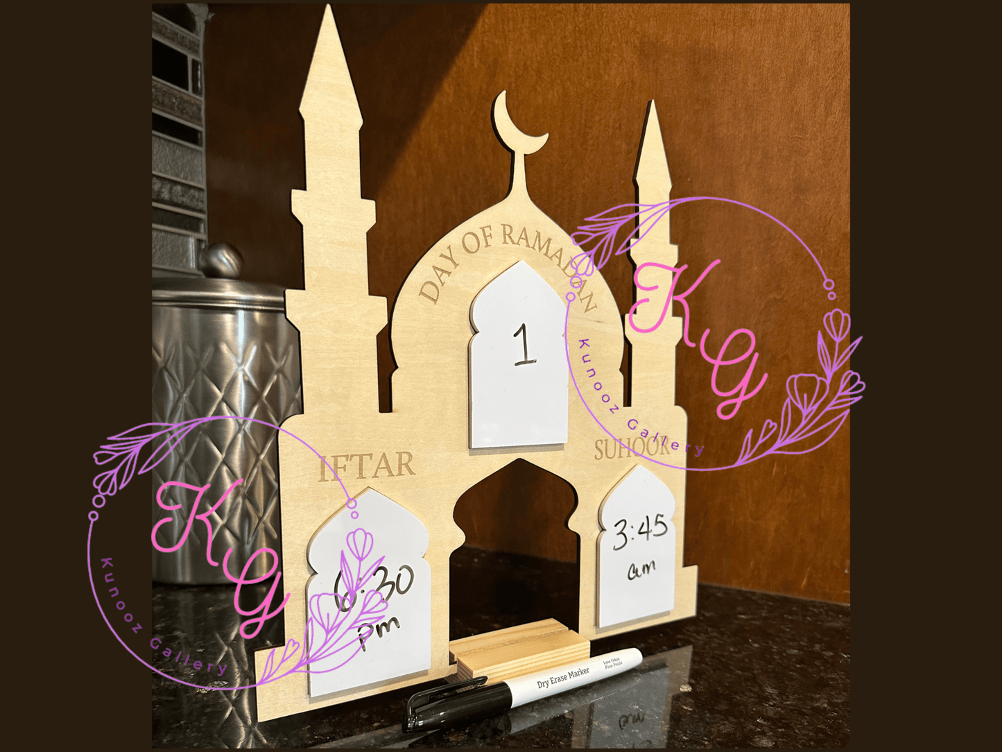 Wooden Ramadan Daily Calendar Tracker - Kunooz Gallery - 