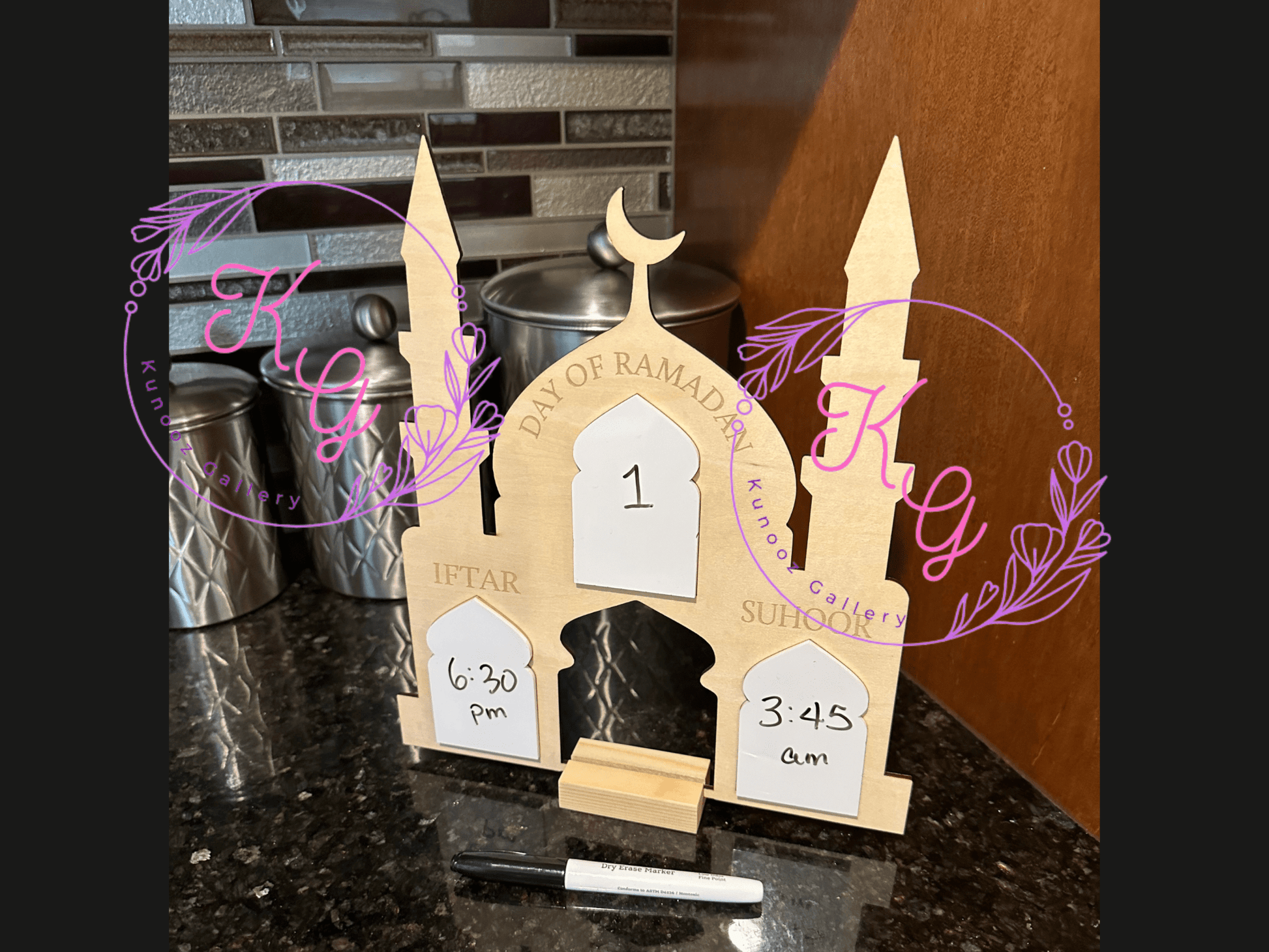 Wooden Ramadan Daily Calendar Tracker - Kunooz Gallery - 